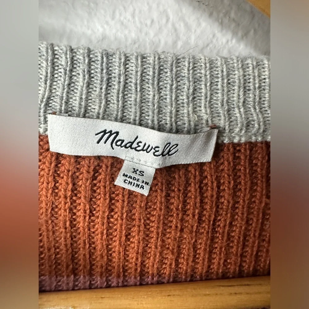 Madewell Thompson Pocket Pullover Sweater Arctic Ice Stripe Size XS - Picture 4 of 8